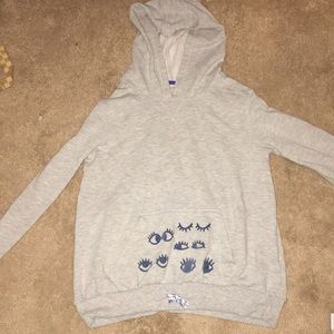 Cat & Jack Grey Sweatshirt YXL with blue eyes